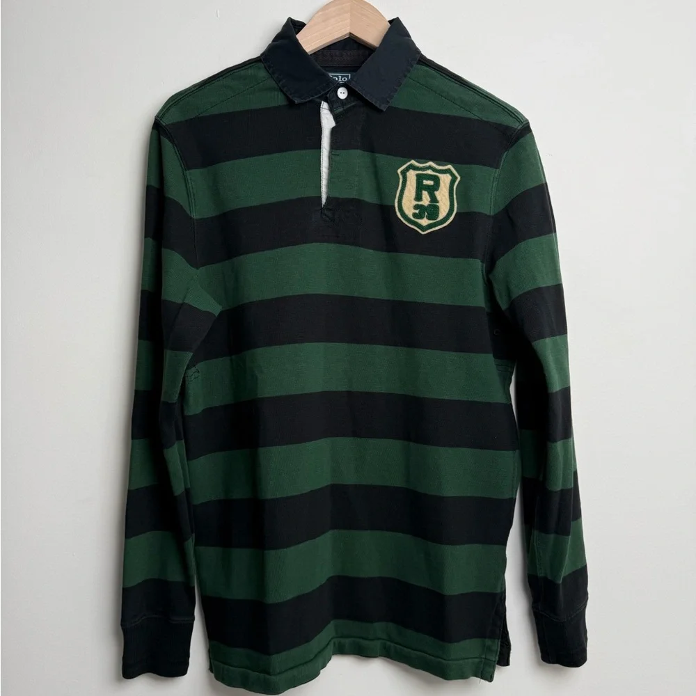 Polo by Ralph Lauren Green & Black Striped Rugby Polo - Picture 1 of 9
